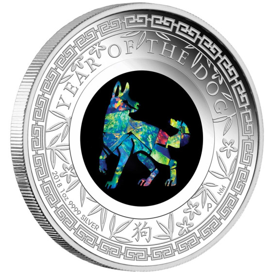 Australian Opal Lunar Series 2018 Year of the Dog 1oz Silver Proof Coin