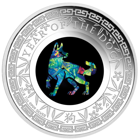Australian Opal Lunar Series 2018 Year of the Dog 1oz Silver Proof Coin