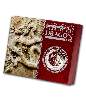 2012 Year of the Dragon Australia 1 oz Silver Proof Coloured Coin