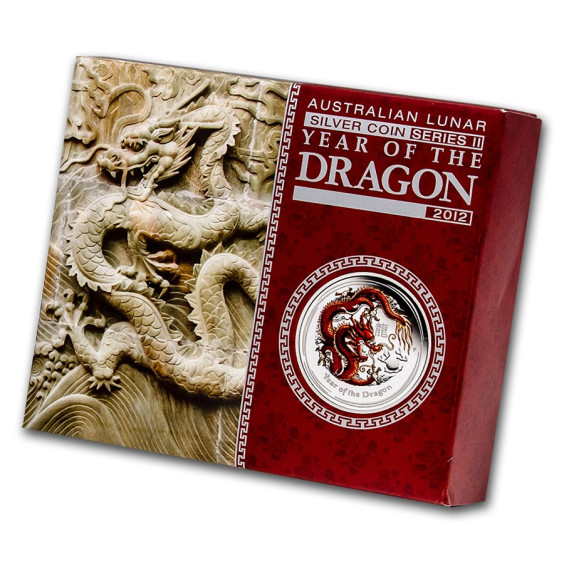 2012 Year of the Dragon Australia 1 oz Silver Proof Coloured Coin