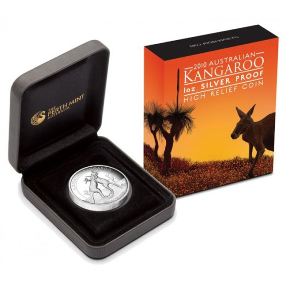 2010 Australia 1 oz Silver Kangaroo Proof (High Relief)