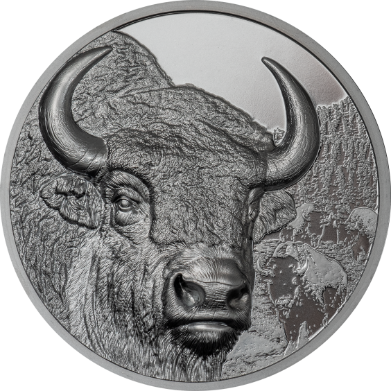 Wild Mongolia: Bison – 2025 2 oz Silver Coin Smartminting® Ultra High Relief | Antique Finish