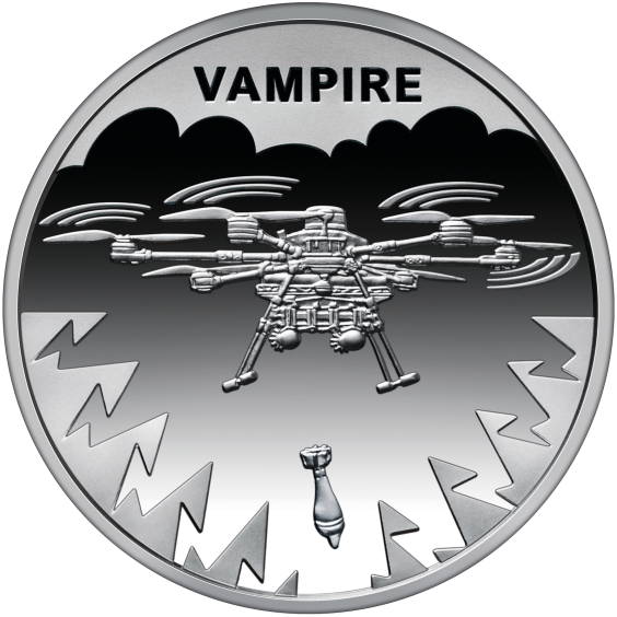 2025 Ukrainian “Bavovna” – Vampire UAV Commemorative Coin (Souvenir Packaging)