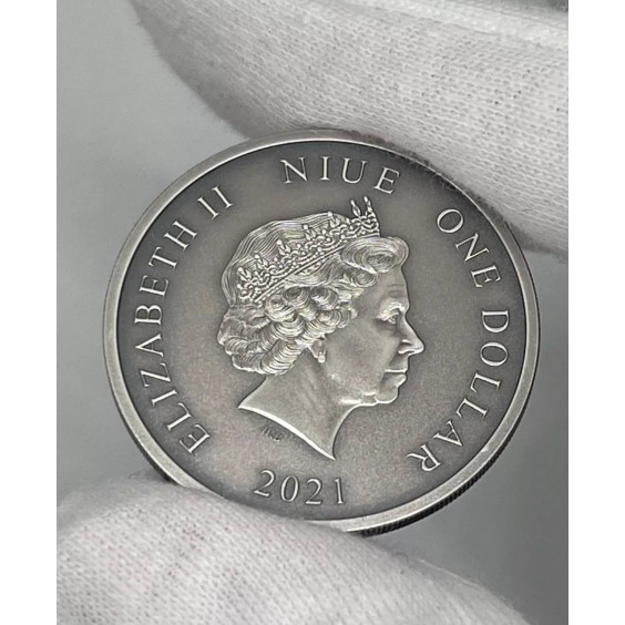 2021 “Saint Andrew” St.Guardians Series .999 Silver Gilded Antique Finish Coin